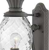 Hinkley Plantation Large Wall Mount Outdoor Lantern - Pineapple Motif, 1-Light, Clear Optic Glass, Aluminum | Lumora