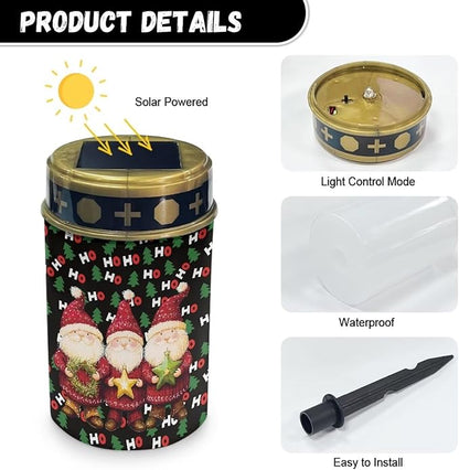 Three Santa Claus Solar Lights for Garden Portable Outdoor Solar Lights Yard Walkway Solar Garden Lights Pathway Solar Lights Outside Solar Light for Merry Christmas