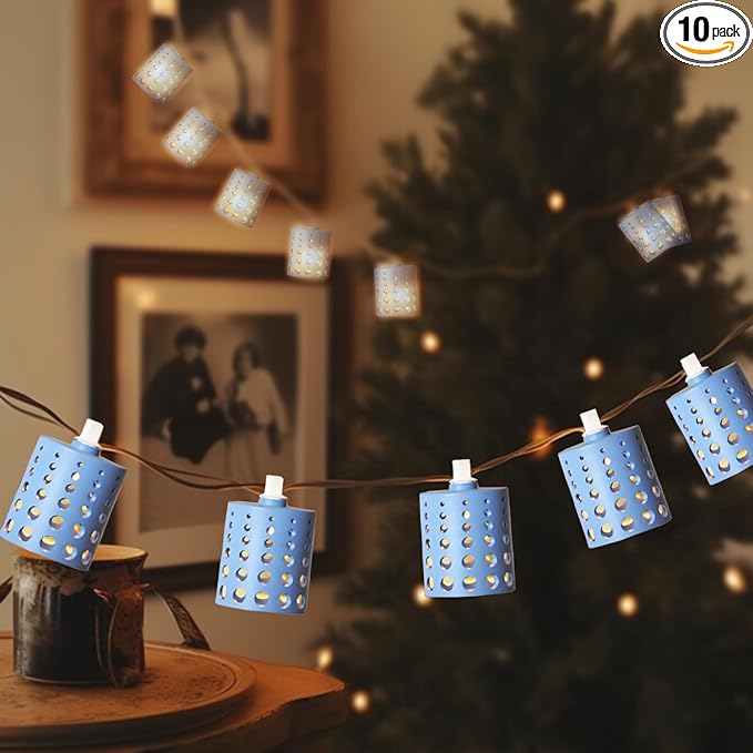 Vigdur 10FT Lantern String Lights - Hollow-Out Style Indoor String Lights Connectable Waterproof Indoor Outdoor Patio Lights for Garden Party Bedroom Christmas Decor