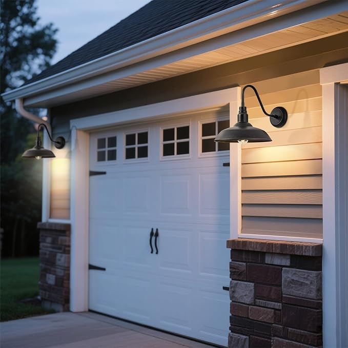 10in Dome Gooseneck Outdoor Light Fixture Bronze Exterior Barn Porch Door Light Fixture with Wall Mount 2 Pack | Lumora