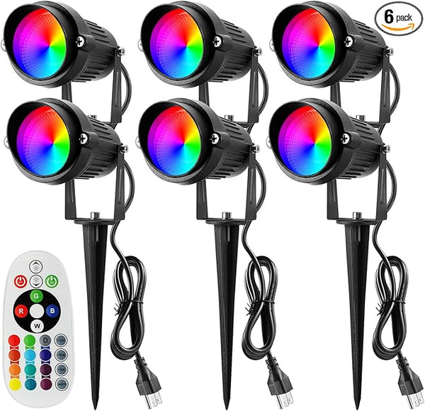 Junview Christmas Spotlight Outdoor 120V LED Spot Lights Outdoor RGB 12W Color Changing Landscape Lights with | Lumora