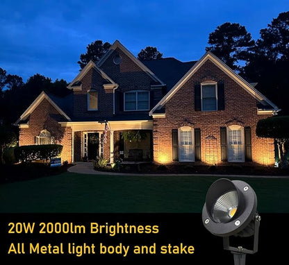TOVEENEN LED Outdoor Landscape Spotlight Flag Light - 120V 20W Waterproof Spot Lights for Yard House Tree Christmas Lighting, Warm White