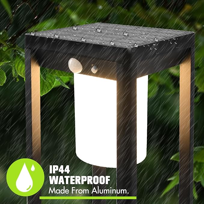 Solar Pathway Lights Outdoor, Aluminum Waterproof Floor Lamp, 3 Lighting Modes with Motion Sensor, 600 Lumens Super Bright Outdoor Lamp for Garden Backyard Patio Porch Decor, 20" Black