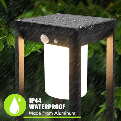 Solar Pathway Lights Outdoor, Aluminum Waterproof Floor Lamp, 3 Lighting Modes with Motion Sensor, 600 Lumens Super Bright Outdoor Lamp for Garden Backyard Patio Porch Decor, 20" Black