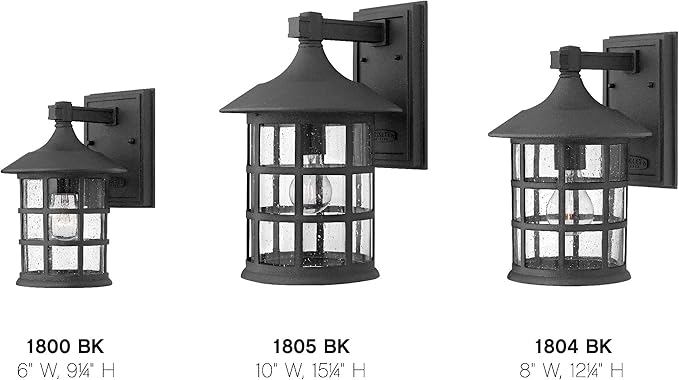 Hinkley Freeport Medium Wall Mount Lantern - Traditional, 1-Light, Aluminum, Clear Seedy Glass - Black Finish