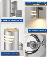TENGXIN 2 Pack Outdoor Wall Light,Up Down Modern Outdoor Wall Sconce with Stainless Steel Cylinder,Brushed Nickel | Lumora