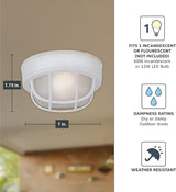 Designers Fountain Outdoor Ceiling Light, 7 Inch Oval Bulkhead Lighting Fixture with Cage Guard, Porch or Patio | Lumora