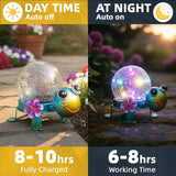 Solar Lights Outdoor Turtle Garden Decor with Crackle Glass Globe Lights - Cute Metal Turtle Statue for Yard Lawn | Lumora