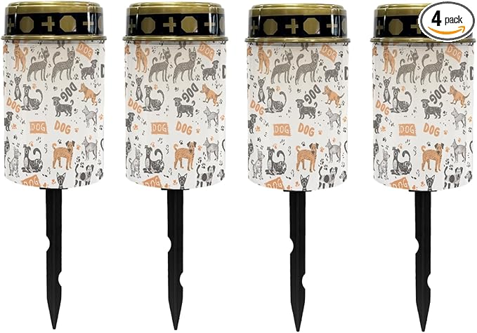 Funny Dog Solar Lantern Outdoor Waterproof Solar Garden Stake Lights for Yard Patio Warm White Soler Pathway Lights LED Landscape Lighting Flameless Solar Powered Fairy Lights