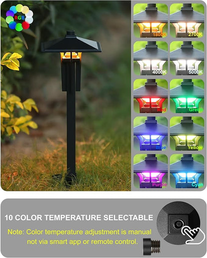 RGB Pathway Lights Low Voltage, 5W 12V Waterproof Wired LED RGB Color Changing Low Voltage Landscape Lighting for Outdoor Pathway Path Walkway Garden of Christmas, Heavy Duty, Black, 1PK