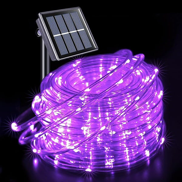 JMEXSUSS 200 LED Purple Solar Halloween Lights, 66 ft Rope Lights Outdoor Waterproof, PVC Tube Purple Christmas | Lumora