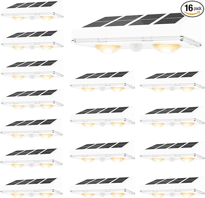 VOLISUN Solar Fence Lights, 16 Pack Solar Powered Fence Lights Outdoor with Warm White LED Spot Lens, IP65 | Lumora