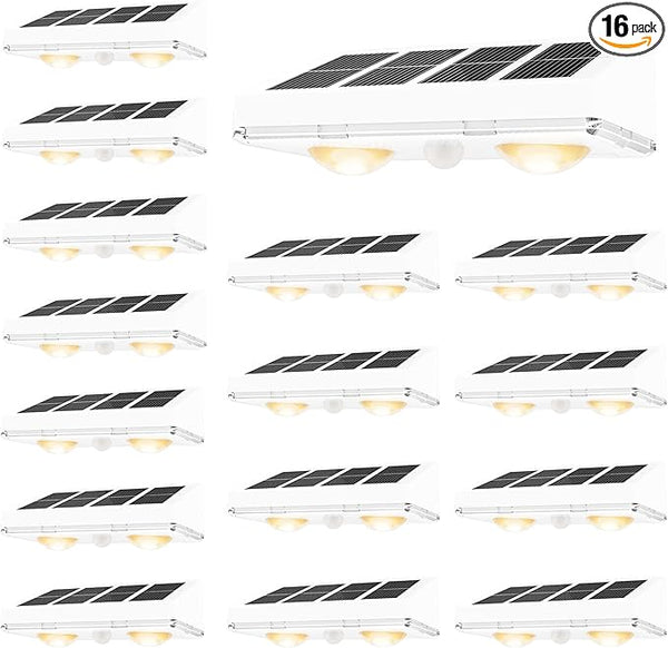 VOLISUN Solar Fence Lights, 16 Pack Solar Powered Fence Lights Outdoor with Warm White LED Spot Lens, IP65 | Lumora