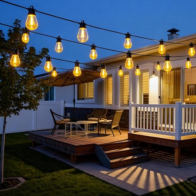 25FT Outdoor String Lights IP65 Waterproof Patio Lights with 8 + 1 Shatterproof LED Bulbs Commercial Grade LED | Lumora
