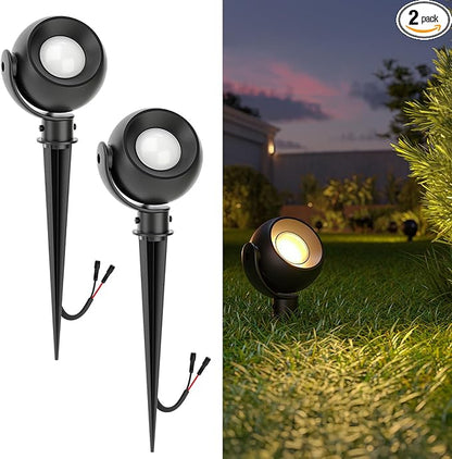 Sunco LED Low Voltage Spotlight Revolver, Sphere Shaped Garden Landscape Lights Outdoor [Luces para Jardin], 4W, 300 LM, 3 CCT: 2700K/4000K/5000K, Wet Rated, ETL 2 Pack.