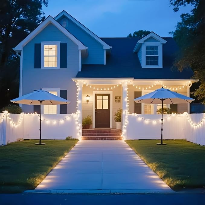LUCKY SHINE 150 Warm White LED Christmas Lights, Commercial Grade 50 FT White Wire String Lights, UL Listed for | Lumora