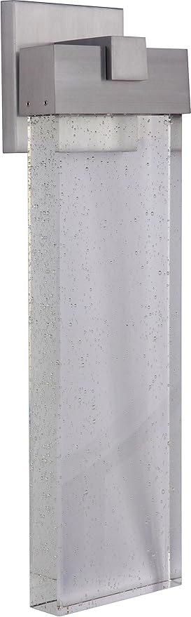 Craftmade Z1624-SA-LED Aria Crystal Outdoor LED Wall Sconce, Satin Aluminum 1-Light (7"W x 23"H) 12 Watts