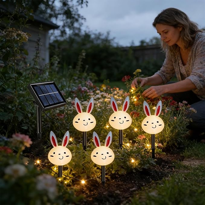 Spring Solar Lights Outdoor - Easter Bunny Carrot Waterproof Garden Lighting,Solar Landscape Light - for Garden Yard Patio Porch Lawn Walkway Courtyard Landscaping