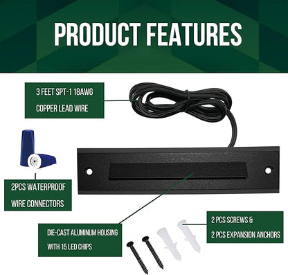 GKOLED 6-Pack Low Voltage 9-15V AC/DC LED Linear Step Lights, 2W Landscape Cutoff Stair Riser Light, Outdoor Waterproof Accent Lighting Fixtures, Die-cast Aluminum with Black Powder Coated Finish