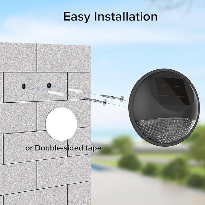JJX Solar Fence Lights 2 Pack, Solar Deck Lights Outdoor Waterproof Stair Outdoor Step Light for Outside, Deck, Patio, Pathway and Yard, Warm White