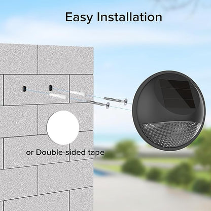 JJX Solar Fence Lights 2 Pack, Solar Deck Lights Outdoor Waterproof Stair Outdoor Step Light for Outside, Deck, Patio, Pathway and Yard, Warm White