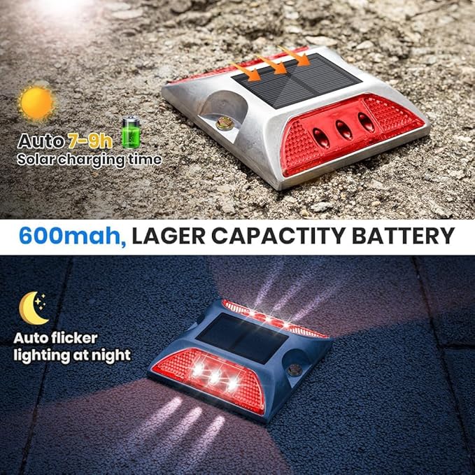 Solar Raised Pavement Marker High Brightness IP68 Waterproof Reflective Road Marker Solar Driveway Dock Lights | Lumora