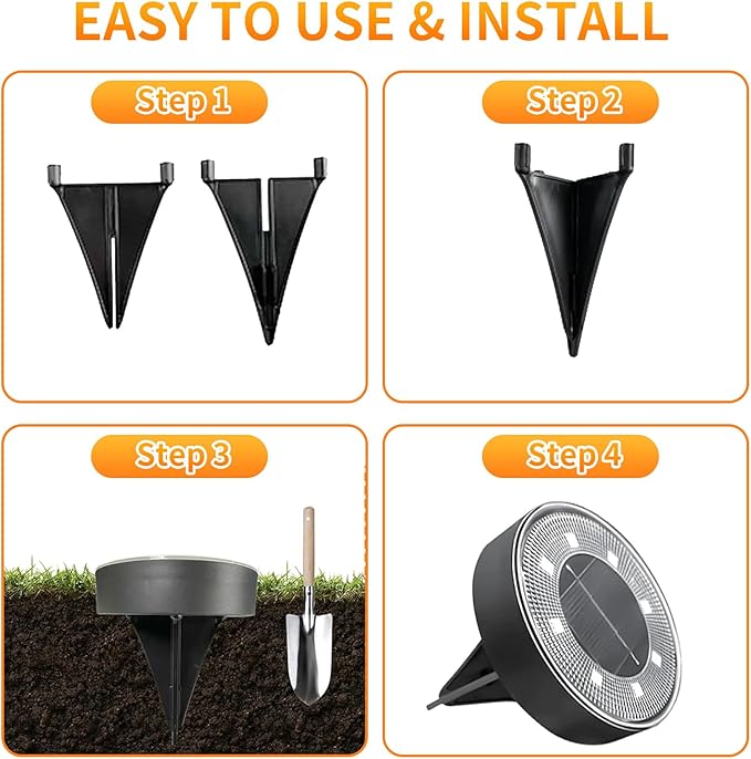 Ground Lights 12 Pack, IP68 Waterproof Solar Disc Lights for Outdoor, Flat Garden Light, In-Ground Light, Landscape | Lumora