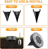 Ground Lights 12 Pack, IP68 Waterproof Solar Disc Lights for Outdoor, Flat Garden Light, In-Ground Light, Landscape | Lumora