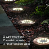 Bell+Howell Swivel Disk Lights Deluxe Set of 4 Inground Solar Lights with 8 LED Bulbs Solar Power Outdoor Lights | Lumora