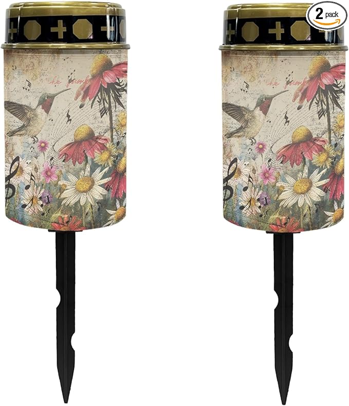 Hummingbird Flower Solar Garden Lights Outdoor Flameless Pathway Lights LED Solar Lantern Landscape Decorative Lighting for Yard Patio Solar Stake Lights Spotlight Warm White Lantern