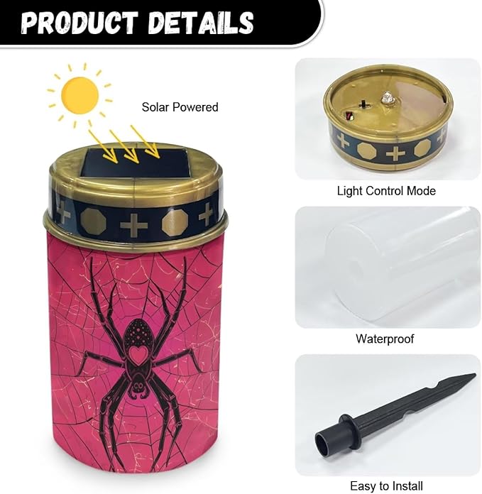 Spiders Solar Lights,Stake Lights, Outdoor Waterproof Memorial Day Decorations Halloween Lights for Garden Yard Pathway Grave