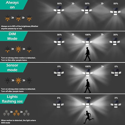 Solar Outdoor Lights 288 LED 2500LM,Motion Sensor Outdoor Light with Remote Control,4 Heads IP65 Waterproof Outdoor Solar Security Lights for Patio Garden Backyard Yard (2 Pack)
