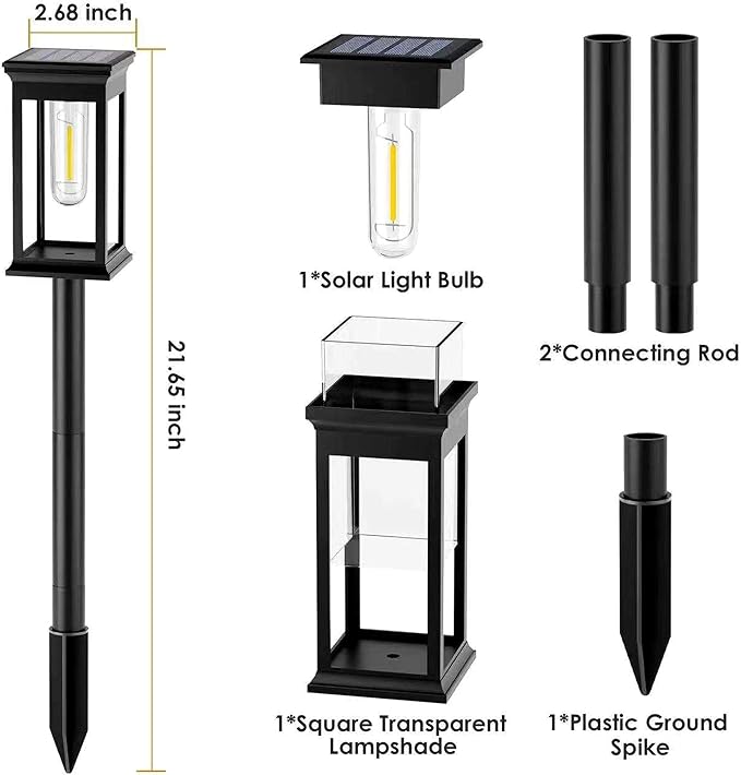 Solar Pathway Lights Outdoor, 4 Pack Solar Powered Garden Lights Waterproof IP65, Auto On/Off Outdoor Light for Lawn Patio Walkway Driveway Decor Landscape Lighting