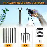 FEED GARDEN String Light Poles for Outside,10FT Metal Poles for Outdoor String Lights, Stand Poles for Deck | Lumora
