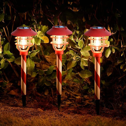 6PK Christmas Solar Pathway Lights - Christmas Decorations Outdoor Solar LED Lights with Garden Stake, Decorations Outdoor for Yard Garden Lawn Walkway Patio Driveway Decor, Warm White