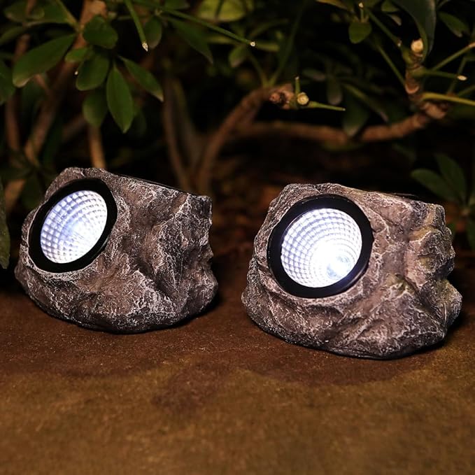 Solid Color Solar Rock Lights Outdoor Waterproof LED Garden Landscape Solar Lights Spot Light for Path (Style B)