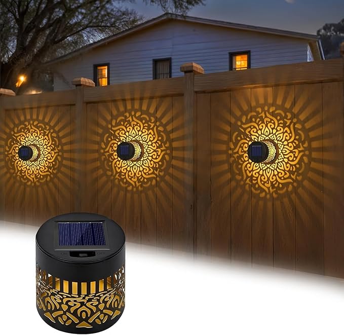 Decorative Solar Mandalas Lights Solar Metal Mandalas Fence Light Waterproof IP65 Deck Step Wall Lights Garden Patio Backyard Post Holiday Gift 1pc