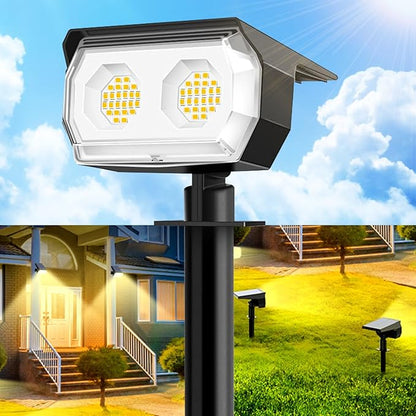Solar Spot Lights Outdoor,IP65 Waterproof 48LED Path Lights with 3 Lighting Modes, Garden Yard Pathway Pool Wall Lights (Warm White, 6 Pack)