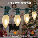 C7 LED Christmas Lights 25Ft Frosted White Outdoor String Lights with 27 Warm White LED Bulbs (2 Spare), Vintage | Lumora