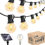 Lightdot 100FT Solar Outdoor String Lights, Waterproof Cafe Patio Lights with Shatterproof LED Bulbs, 2700K Warm | Lumora