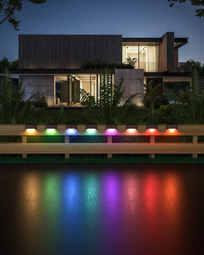 8 Pack Solar Deck Lights,Stair Waterproof Color Changing Solar Lights Pool Side Outdoor for | Lumora