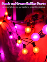 50ft Halloween Outdoor String Lights, G40 LED Halloween Globe Lights with 27 Frosted Orange and Purple Bulbs(2 | Lumora