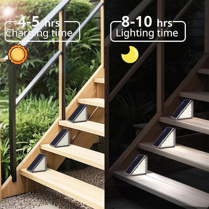 Brown Solar Step Light Outdoor Stair Lights, Deck Lights Outdoor Powered IP65 Waterproof, 6500K Cool White Solar Outdoor Step Light, Decor for Stair, Deck, Step,Porch and Outside Patio,16 Pack