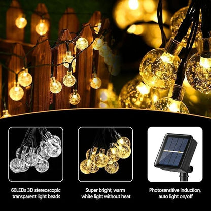 LYHOPE Solar String Lights Outdoor, 2 Pack Total 71ft 120 LED Solar Patio Lights Waterproof, 8 Modes Solar Outdoor Lights Globe Lights for Garden Yard Patio Gazebo Decorations (Warm White)