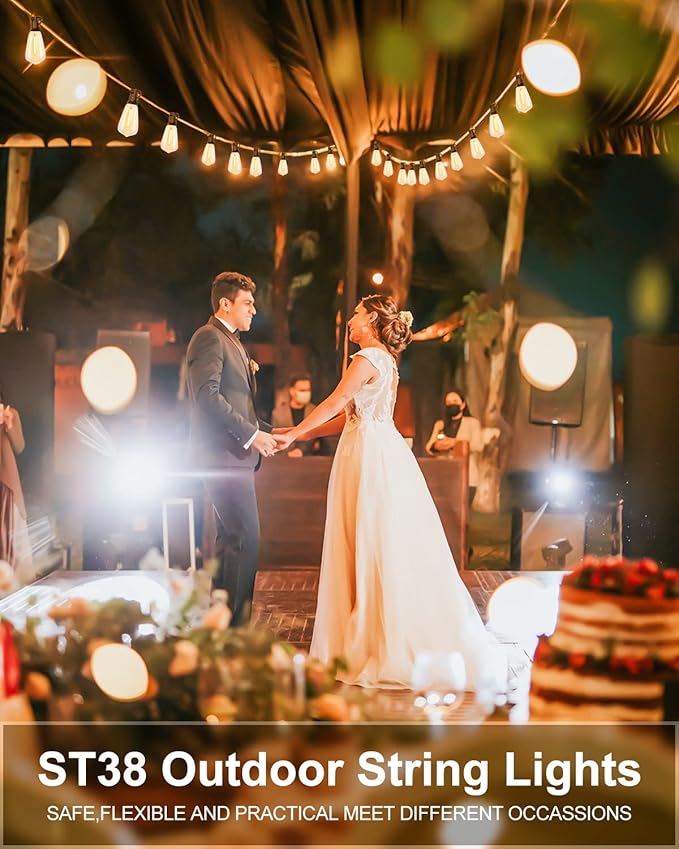 Lightdot 500FT Outdoor String Lights, LED Bistro String Lights with Shatterproof ST38 Vintage Bulbs, 2200K | Lumora