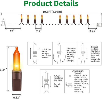 LAMPHOME Orange Thanksgiving Mini Lights, 100Count 19.6ft Autumn Fall String Lights,Connectable 120V Plug in Outdoor Halloween Home Christmas Tree Garden Holiday Party Patio Decor