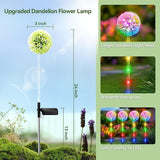 Solar Garden Lights Outdoor Decor: 4 Pack Dandelion Solar Flower Lights, 2 Modes 16 LED Colored Solar Lights for | Lumora