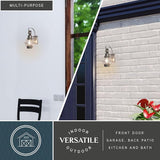 VAXCEL 2-Pack Chatham 12 in. H 1-Light Brushed Nickel Coastal Outdoor Wall Sconce Made of Durable Steel, Clear | Lumora