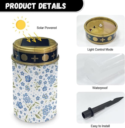 Blue Floral Solar Garden Stake Lights Outdoor Pathway Lights Landscape Lighting LED Solar Lantern,Solar Powered Fairy Lights for Outside Warm White Stoplight,Wall Lights Auto On/Off