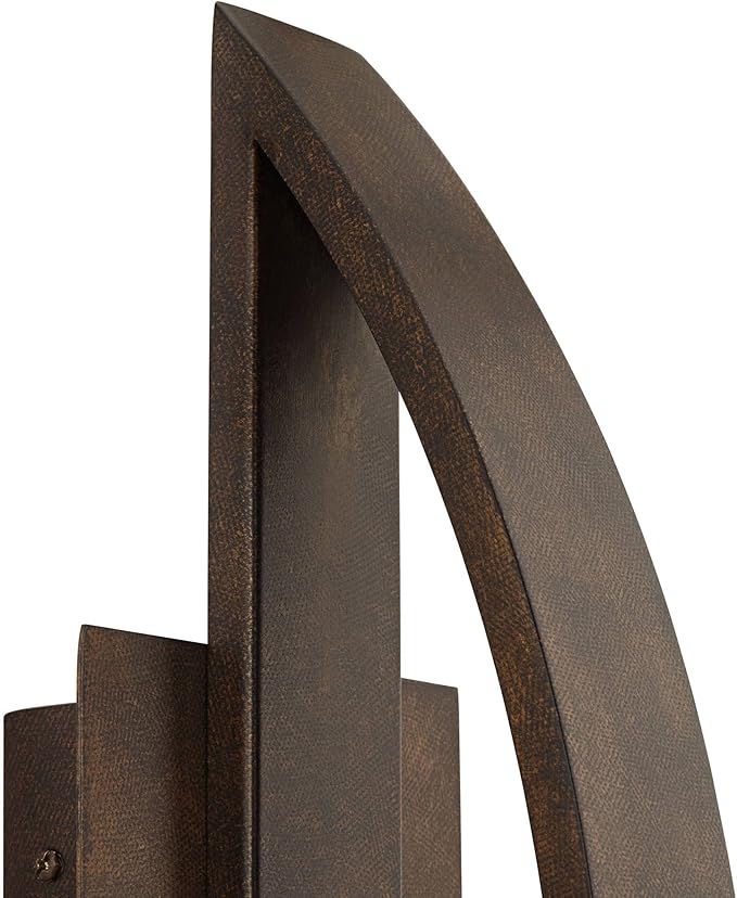 Possini Euro Design Modern Outdoor Wall Light Fixture LED Mottled Coppered Bronze Brown 20 1/2" Arching Steel Frame | Lumora